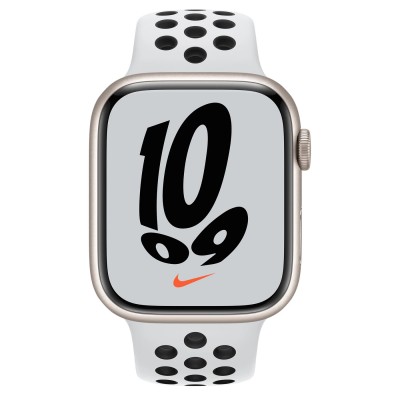 Apple Watch Nike Series 7 GPS + Cellular 45mm Starlight Aluminum Case with Pure Platinum/Black Nike Sport Band (MKJK3, MKL43)