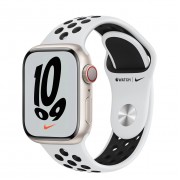 Apple Watch Nike Series 7 GPS + Cellular 41mm Starlight Aluminum Case with Pure Platinum/Black Nike Sport Band (MKHL3, MKJ33)