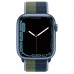 Apple Watch Series 7 GPS 45mm Blue Aluminum Case (MKNR3) with Abyss Blue/Moss Green Sport Loop (ML313)