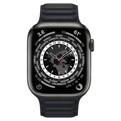 Apple Watch Series 7 GPS + Cellular 45mm Space Black Titanium with Black Leather Link S/M (ML8V3, ML813)