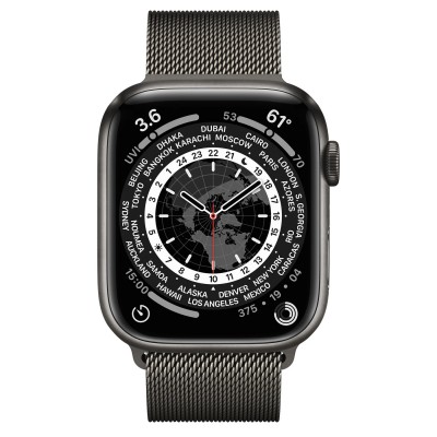 Apple Watch Series 7 GPS + Cellular 45mm Space Black Titanium with Graphite Milanese Loop (ML8V3, ML773)
