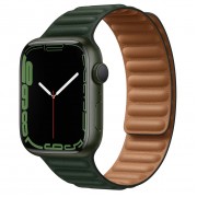 Apple Watch Series 7 GPS 45mm Green Aluminum Case (MKNQ3) with Sequoia Green Leather Link - M/L (ML803)