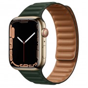 Apple Watch Series 7 GPS + Cellular 45mm Gold Stainless Steel Case (MKM93) with Sequoia Green Leather Link M/L (ML803)